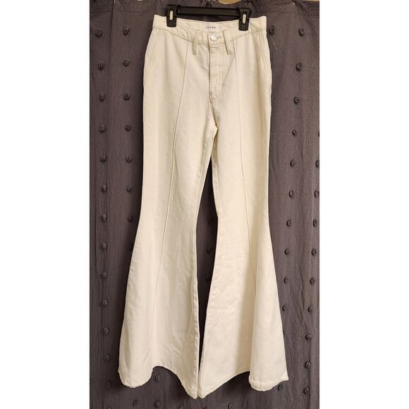 FRAME The Extreme Flare Trouser Women 24 (0) Natural Clean Off White NWOT Hippie - Picture 1 of 12